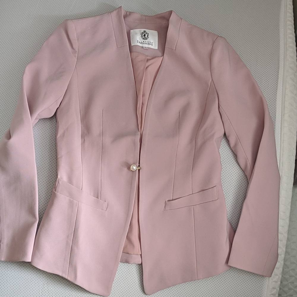 Dabuwawa pink slim fit structured blazer